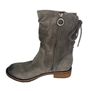 Women's Sofft Sharnell Aqua Bootie Gray Leather Slouchy Waterproof Suede Zip